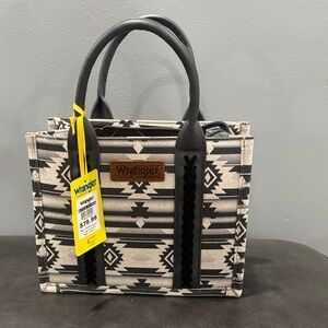 Wrangler Black and Gray Geometric Tote